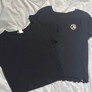 Black Graphic crop tops